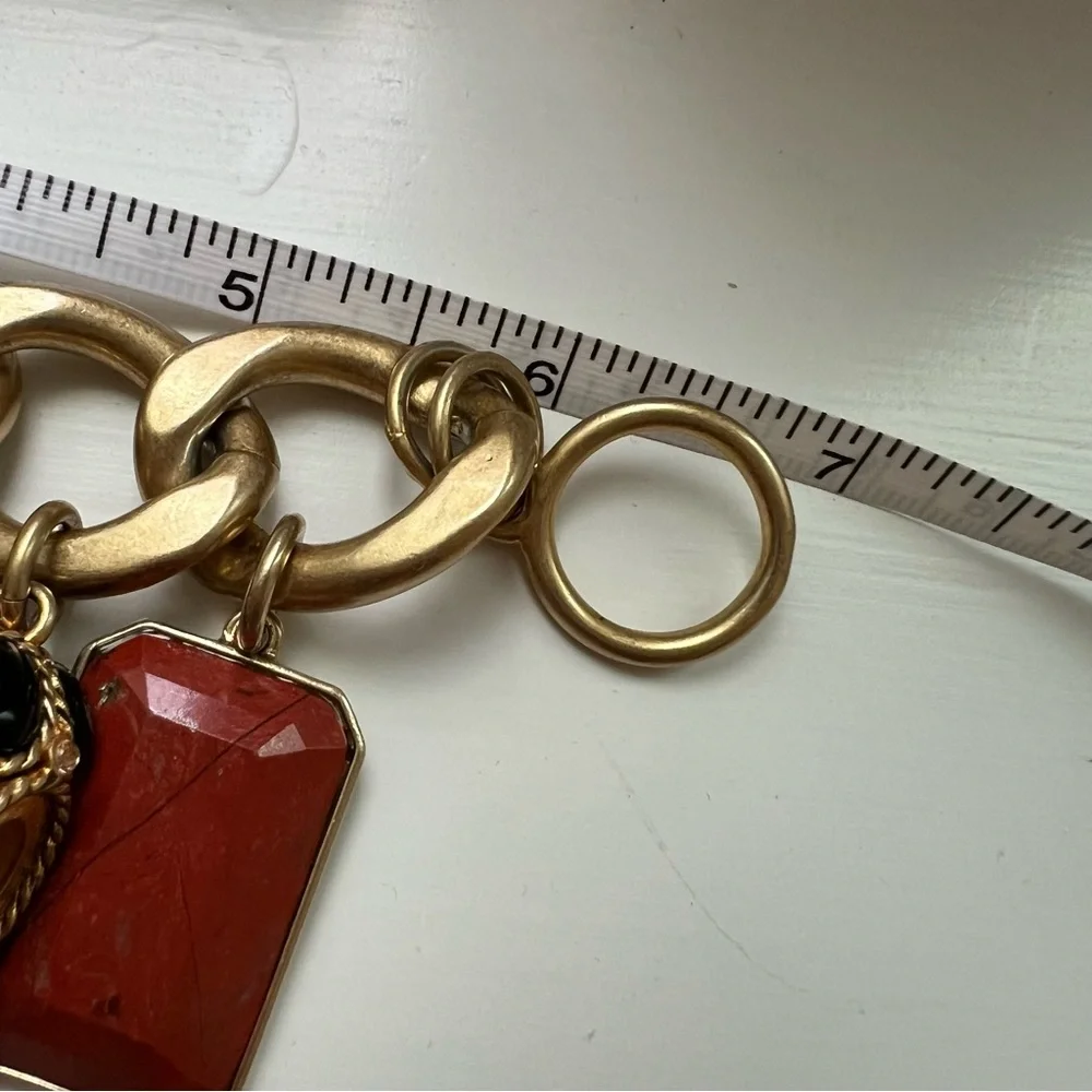 Vintage juicy couture chunky charm bracelet gold tone 8 charms very rare HTF 6.5